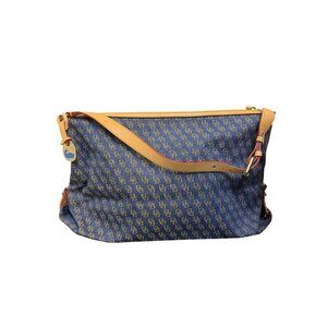 NWT Dooney & Bourke Blue/Tan Logo Shoulder Bag With Adjustable Strap